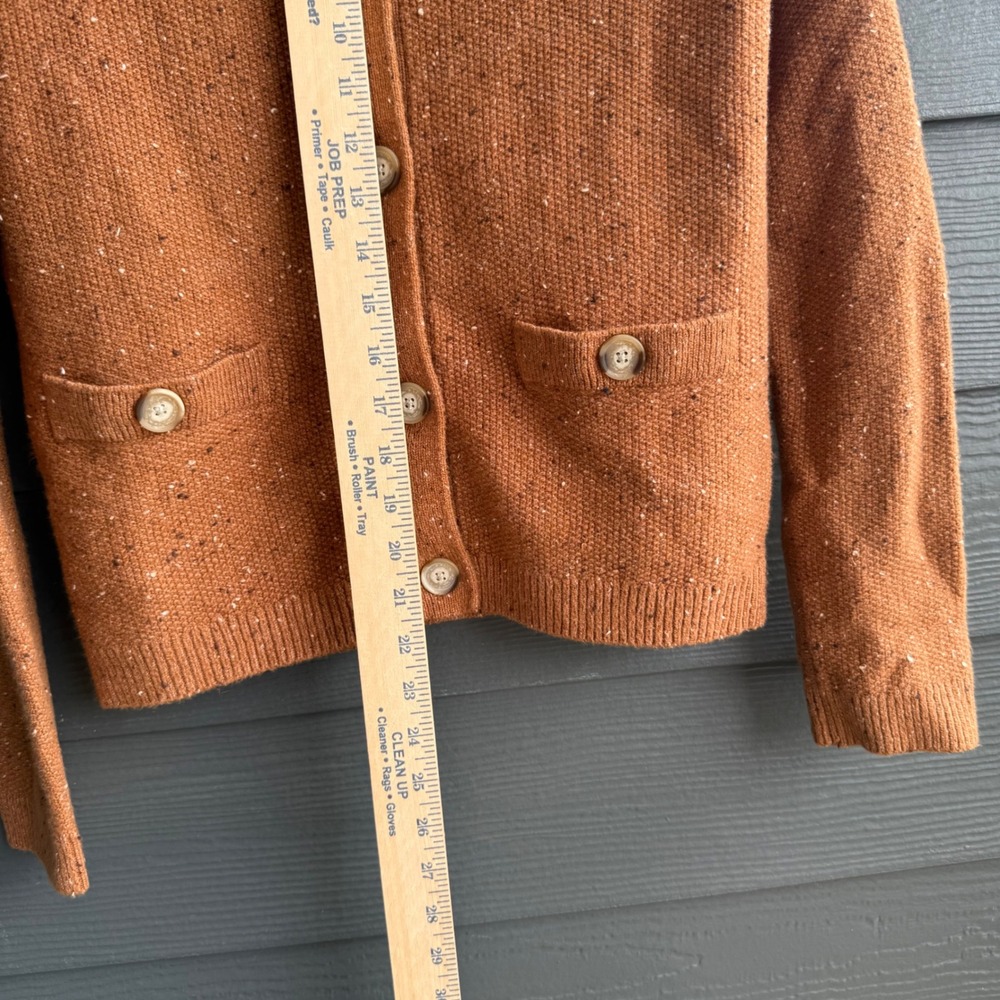LOFT Rust Nep Knit Button Front Cardigan Sweater Pockets Womens Small NWT - Picture 9 of 9